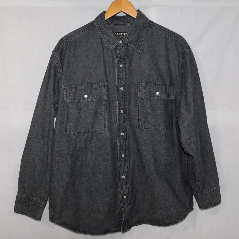Dakota Workpro Series Black Denim Collard Pearl Snap Closure Shirt Mens L